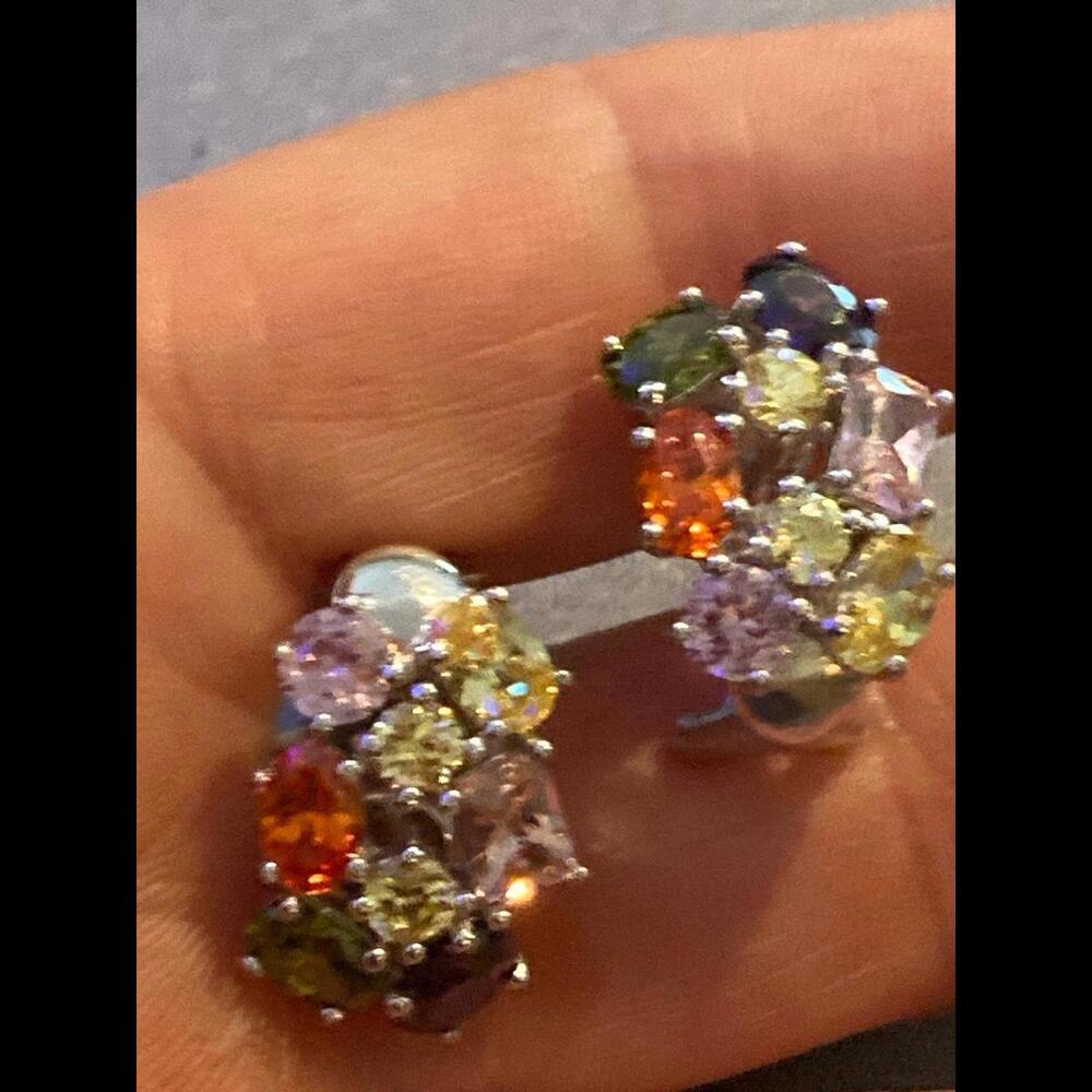 Sterling Multiple Gemstone Stud Earrings - image 2